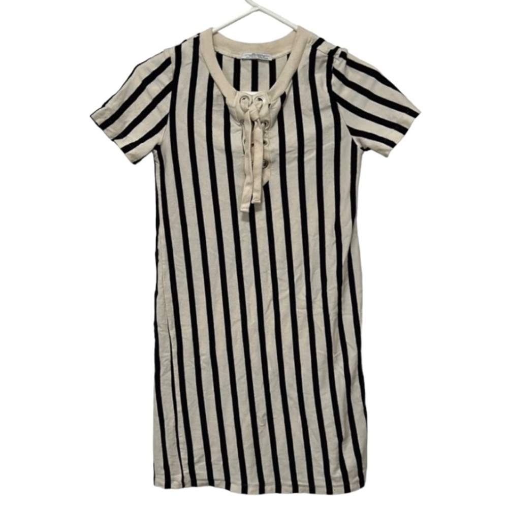 Zara Pinstripe Black White Shirt Dress Gem